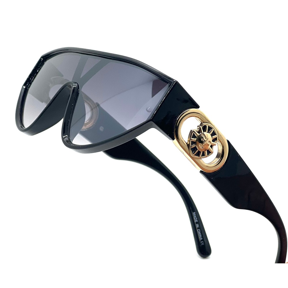 ONE PIECE SHIELD LENS WRAP AROUND AVIATOR SUNGLASSES WIDE RETRO DESIGNER FASHION